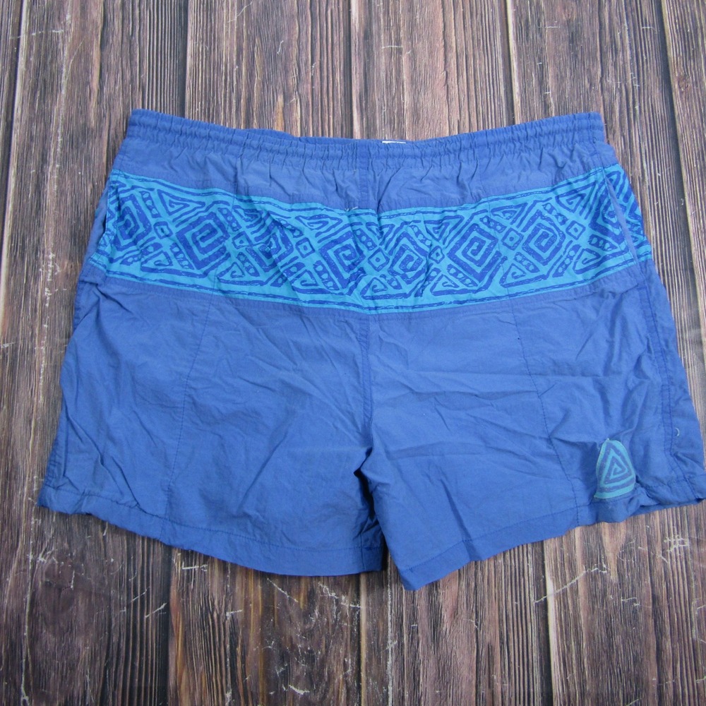 Pro Spirit Swim Trunks Men Large Blue Geometric Tribal Print Nylon Shorts